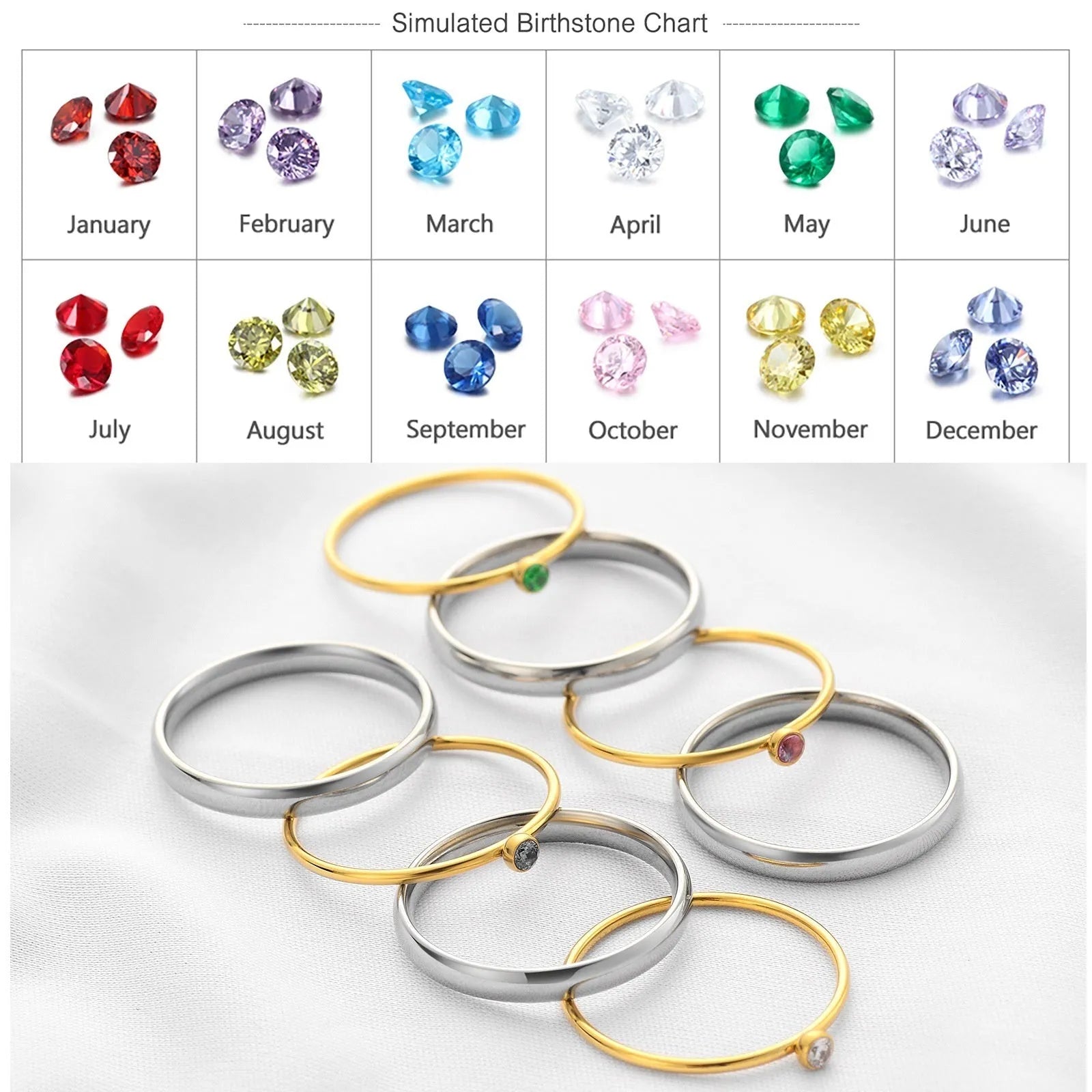 December birthstone engraved titanium steel ring with geometric patterns in UK sizes 5-10