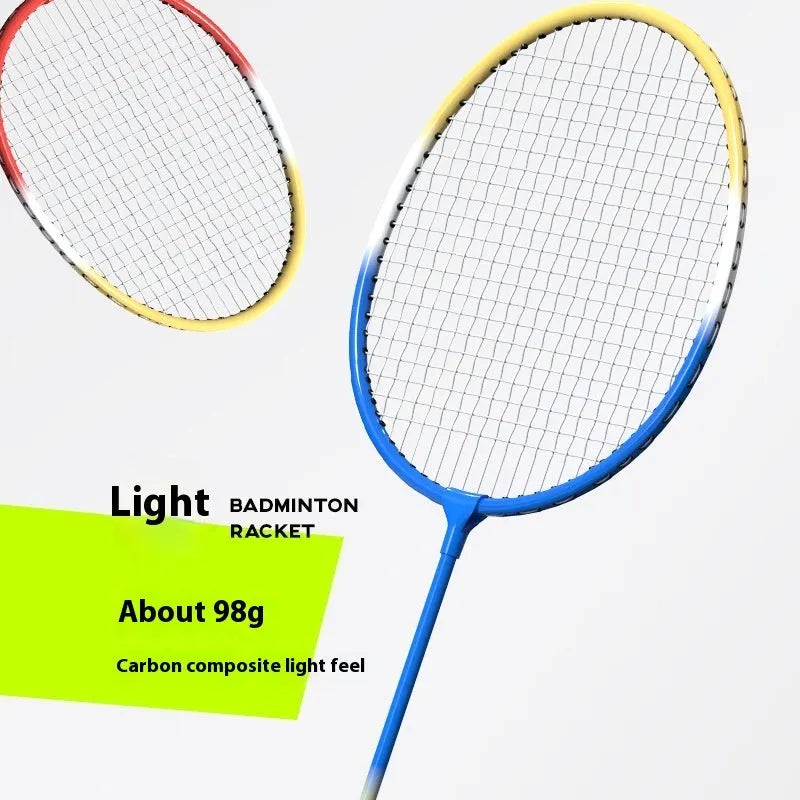 Two ultra-light alloy badminton rackets in split set, available in blue or red colour options