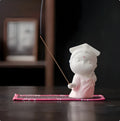 Ceramic court attendant incense burner decoration in cute style with four colour variants