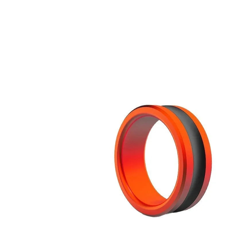 Orange and silver alloy fishing hand guard pull loop with non-slip grip surface