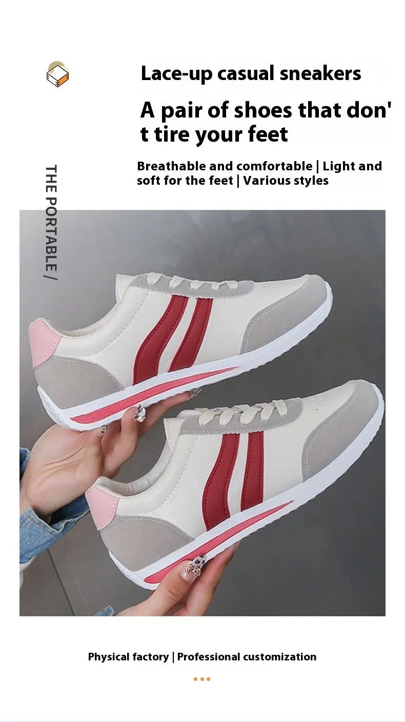Lace-up soft bottom running leisure sneaker with PU mesh upper and rubber sole in red or blue