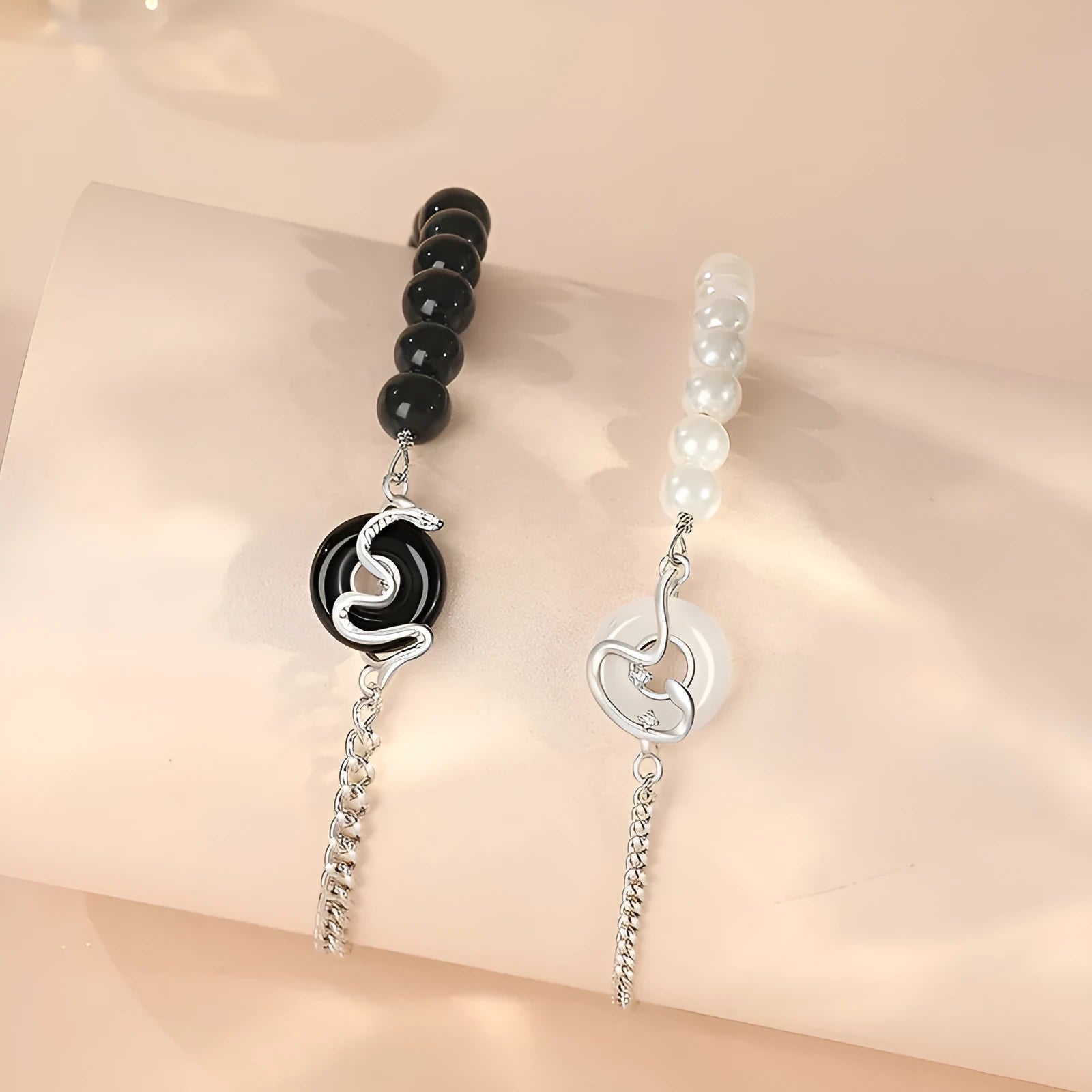 925 sterling silver couple bracelet with snake zodiac design and secure buckle in new Chinese style
