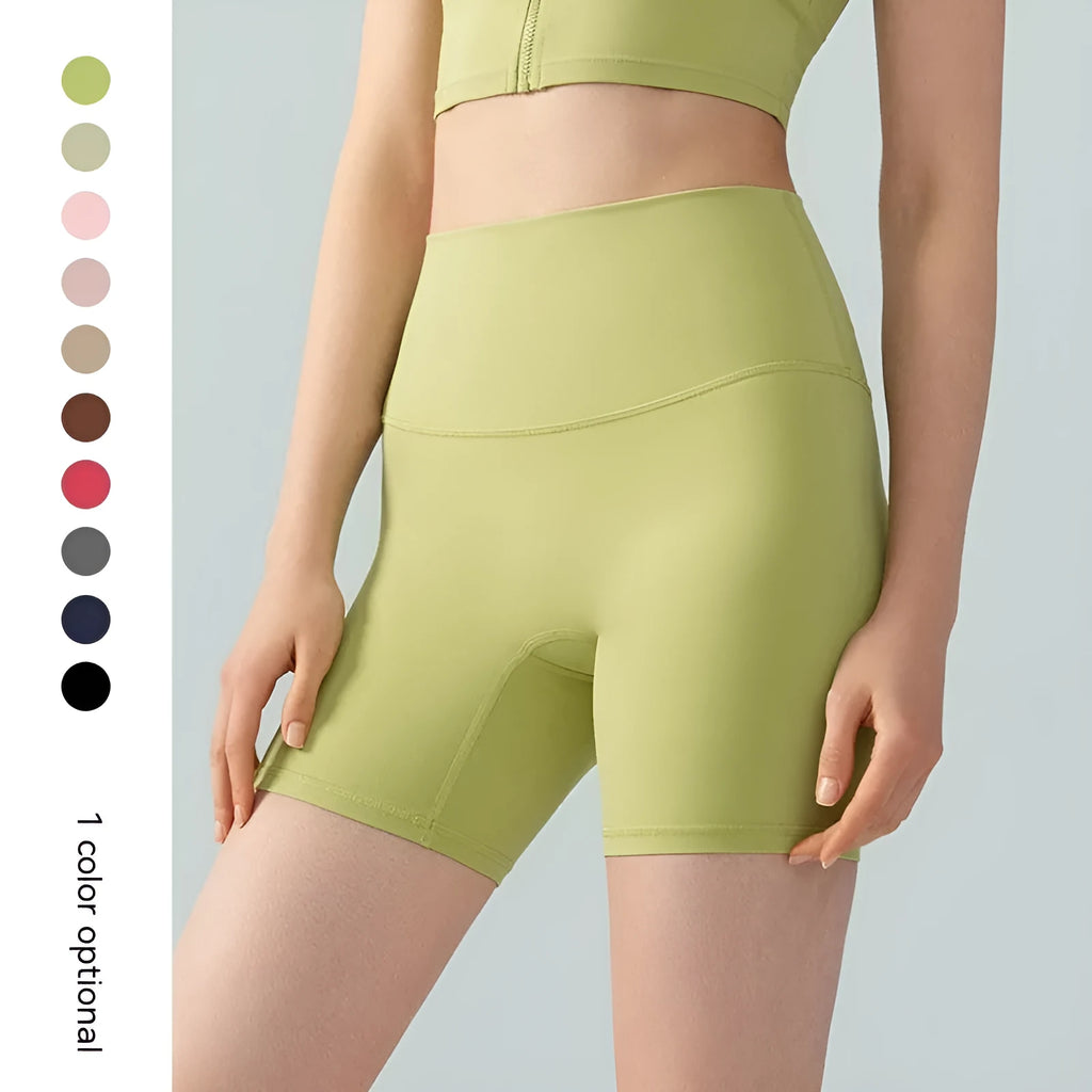 Women's Lycra yoga tight shorts in high waist design with anti-exposure construction for fitness and cycling