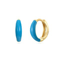 Geometric oval curved epoxy earrings in seven colours on silver-plated copper