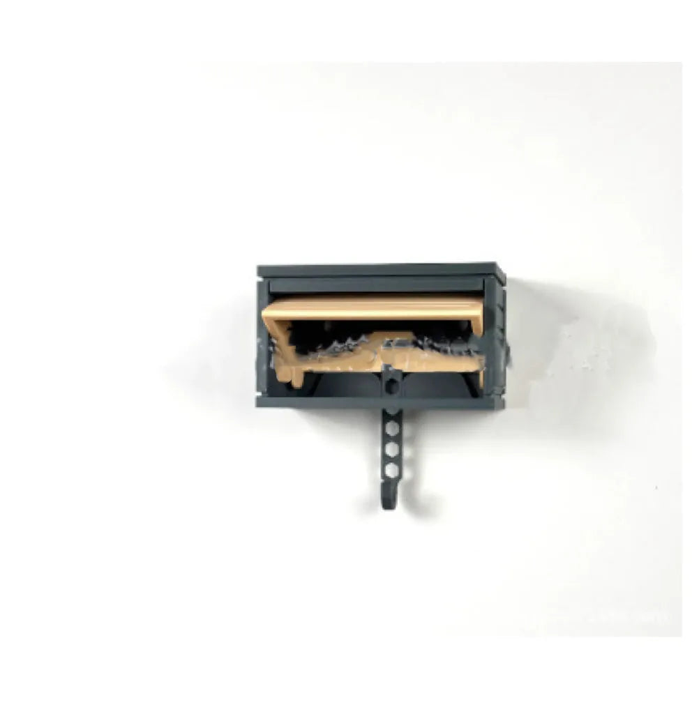 Car garage key holder with opening door, self-adhesive back, brick or stripe pattern, beige brown or orange