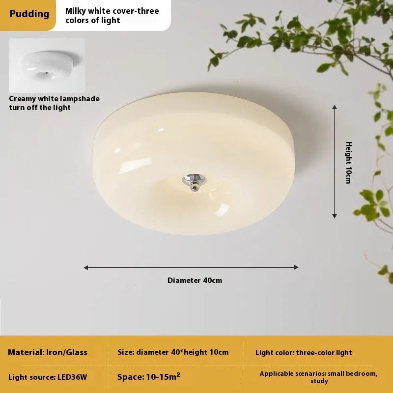 Cream coloured bedroom ceiling lamp with American middle ancient styling and three-colour light settings