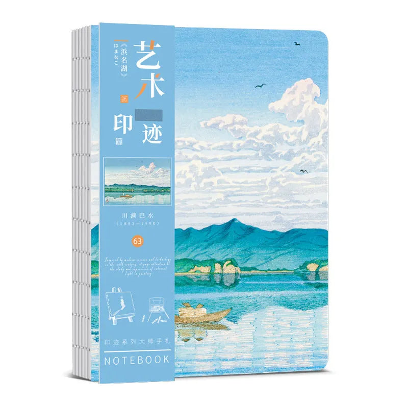 Ukiyo-e Kanagawa wave design hand ledger notebook showing traditional Japanese artwork cover