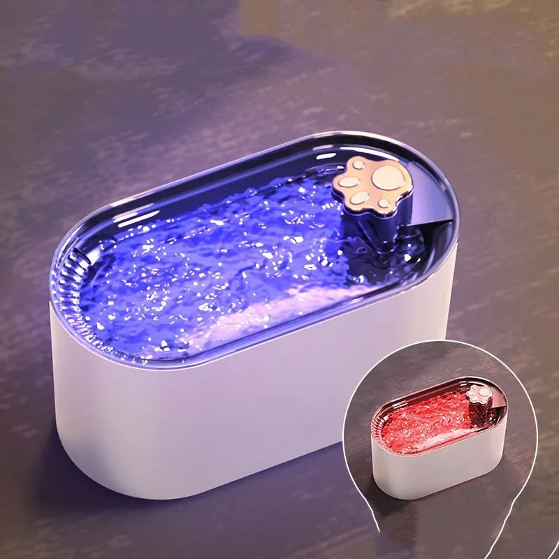 Automatic pet water fountain in Berlin blue colour with 3 litre capacity and LED indicator light