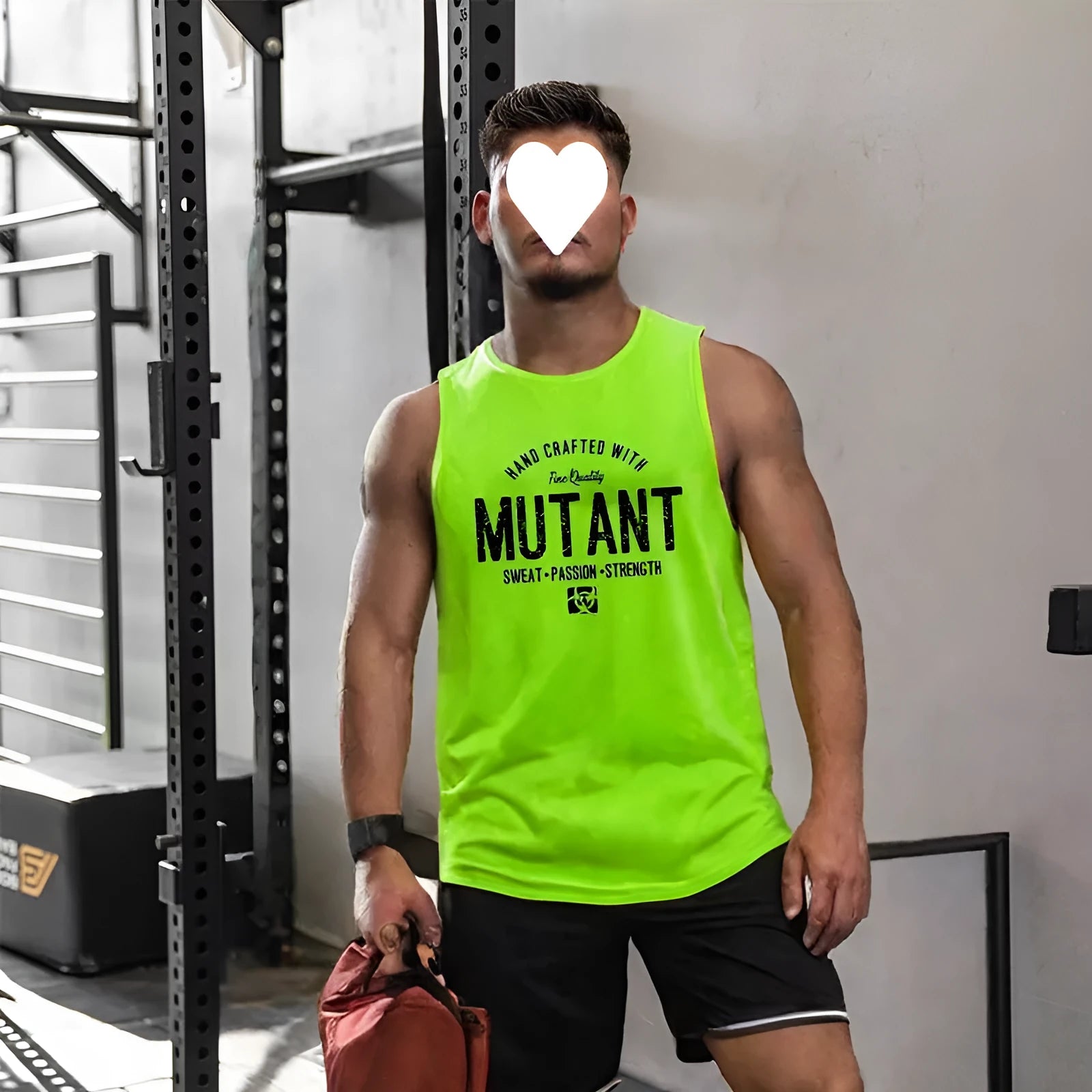 Loose fit men's polyester training waistcoat or sleeveless vest for fitness, shown in various colours and sizes.