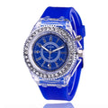Women's LED luminous watch with 43mm round dial and silicone bracelet in multiple colours