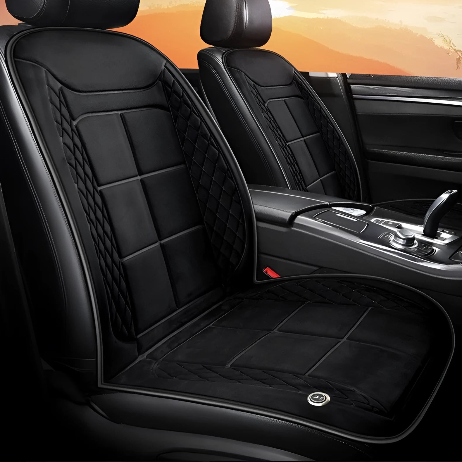 Automotive heating cushion in beige, black or coffee colours for single, double or rear car seats