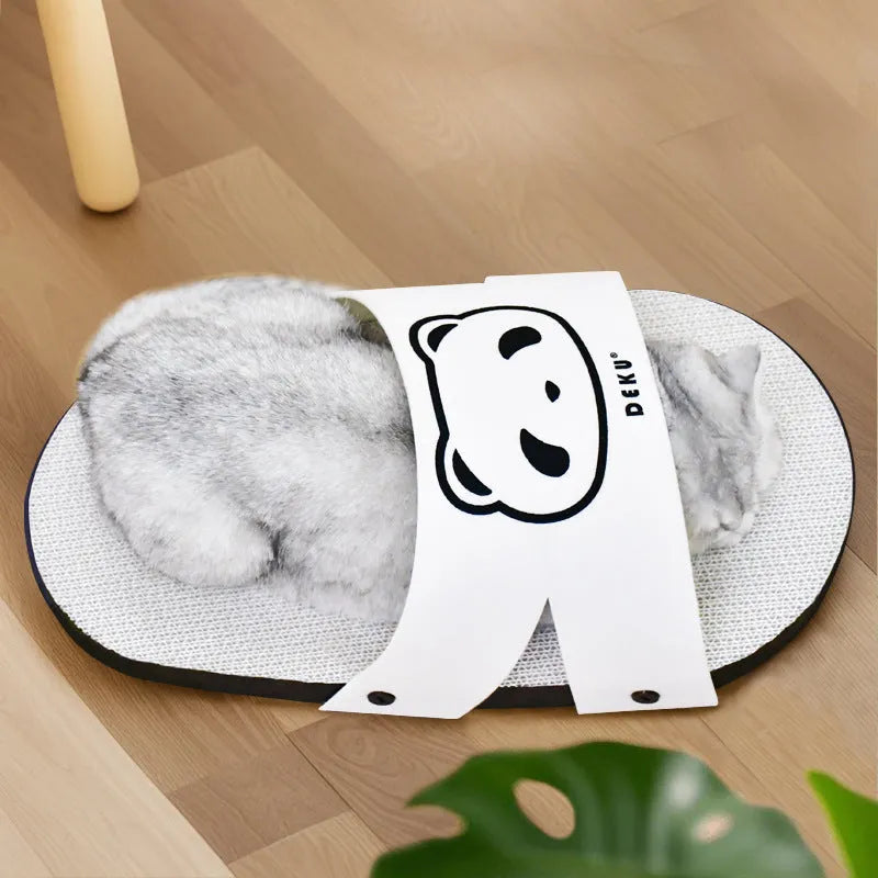 White corrugated paper cat scratch board in slipper style design