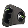 Dark grey Sanda boxing waist protection target with thickened guard for martial arts training.