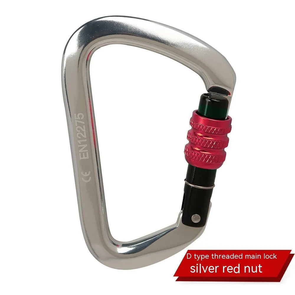 D-type rock climbing safety lock in multiple colour options for mountaineering