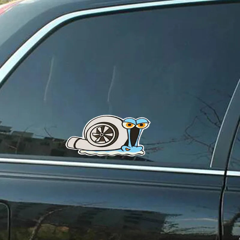 Reflective snail car sticker with cartoon design measuring 12cm by 8cm for bumper decoration