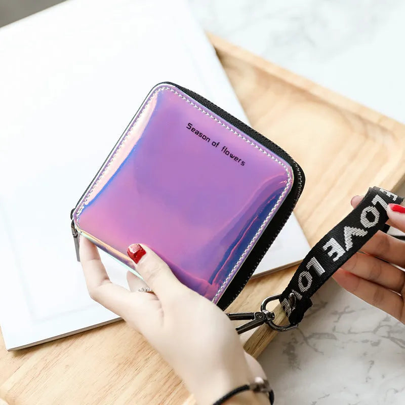 Women's Korean style folding wallet in PU leather with 11cm compact dimensions