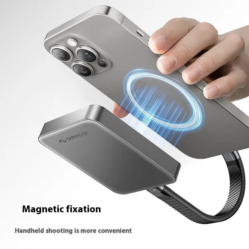 Grey magnetic mobile solid state drive with ultra-thin design and dimensions 80x60x11.2mm