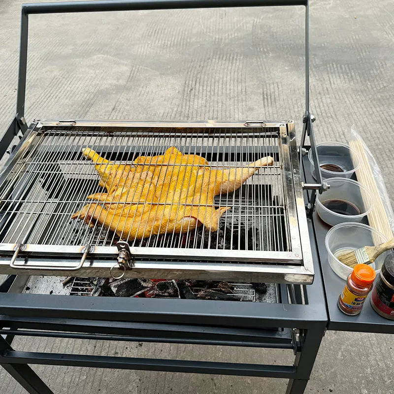Large foldable Flip BBQ charcoal stove oven for courtyard and garden outdoor cooking