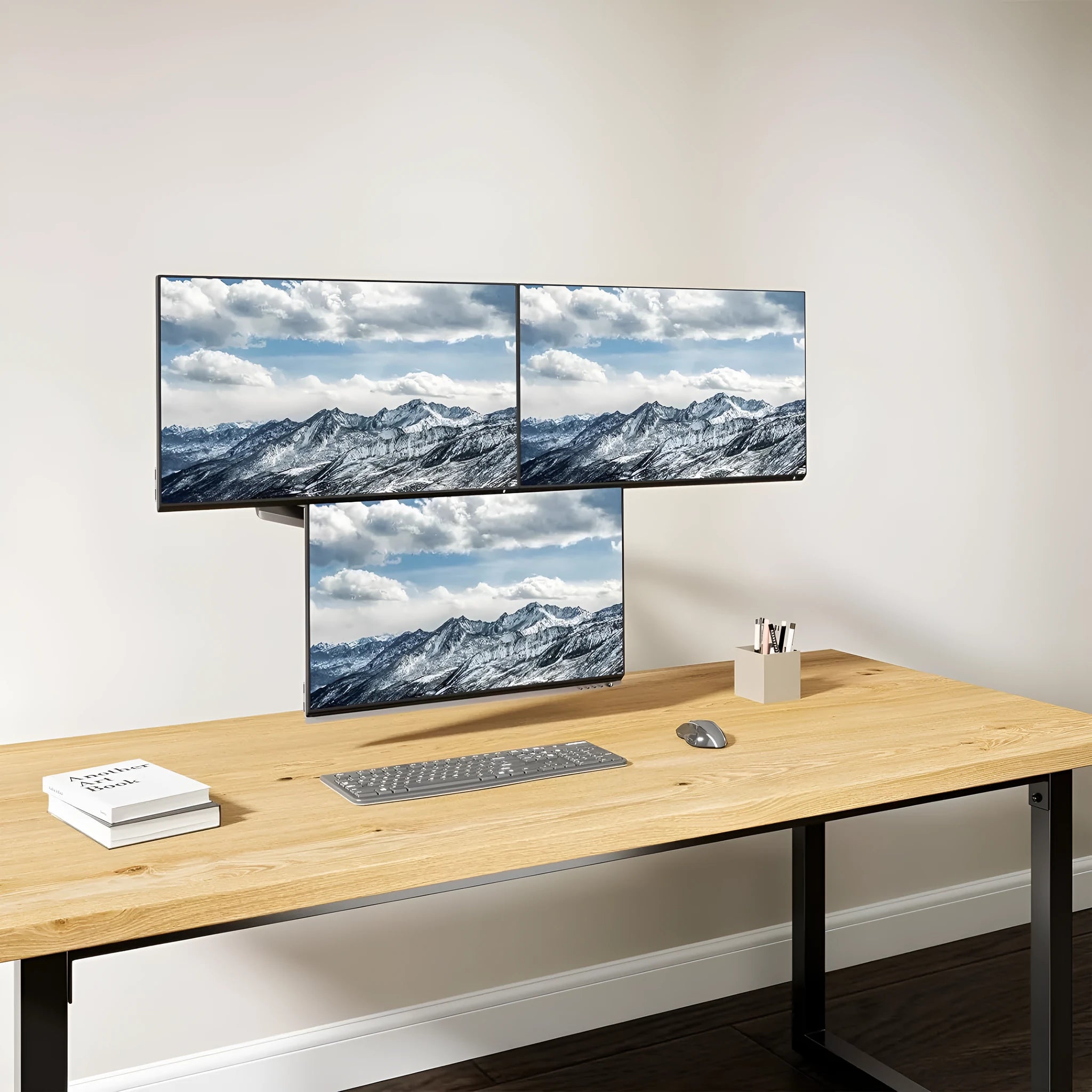Black three-arm gas spring monitor mounting arm for 13-27 inch computer screens