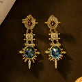 Gold geometry stud earrings with retro styling and diamond treatment surface