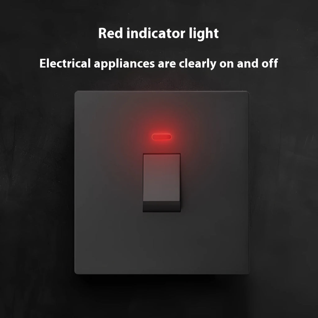 High-current illuminated switch for appliances in gold, grey, or white finish showing on/off light panel.