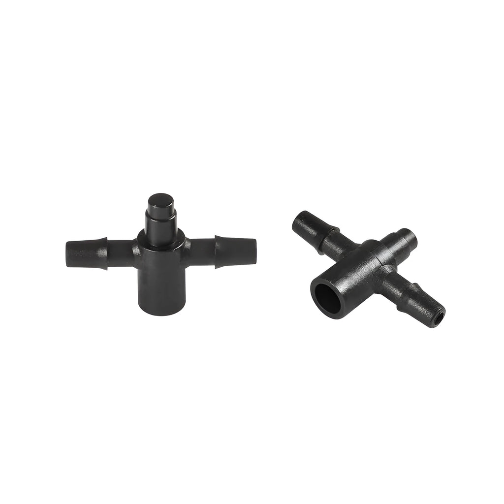White PE plastic tee water distribution joint connector for micro spray irrigation systems