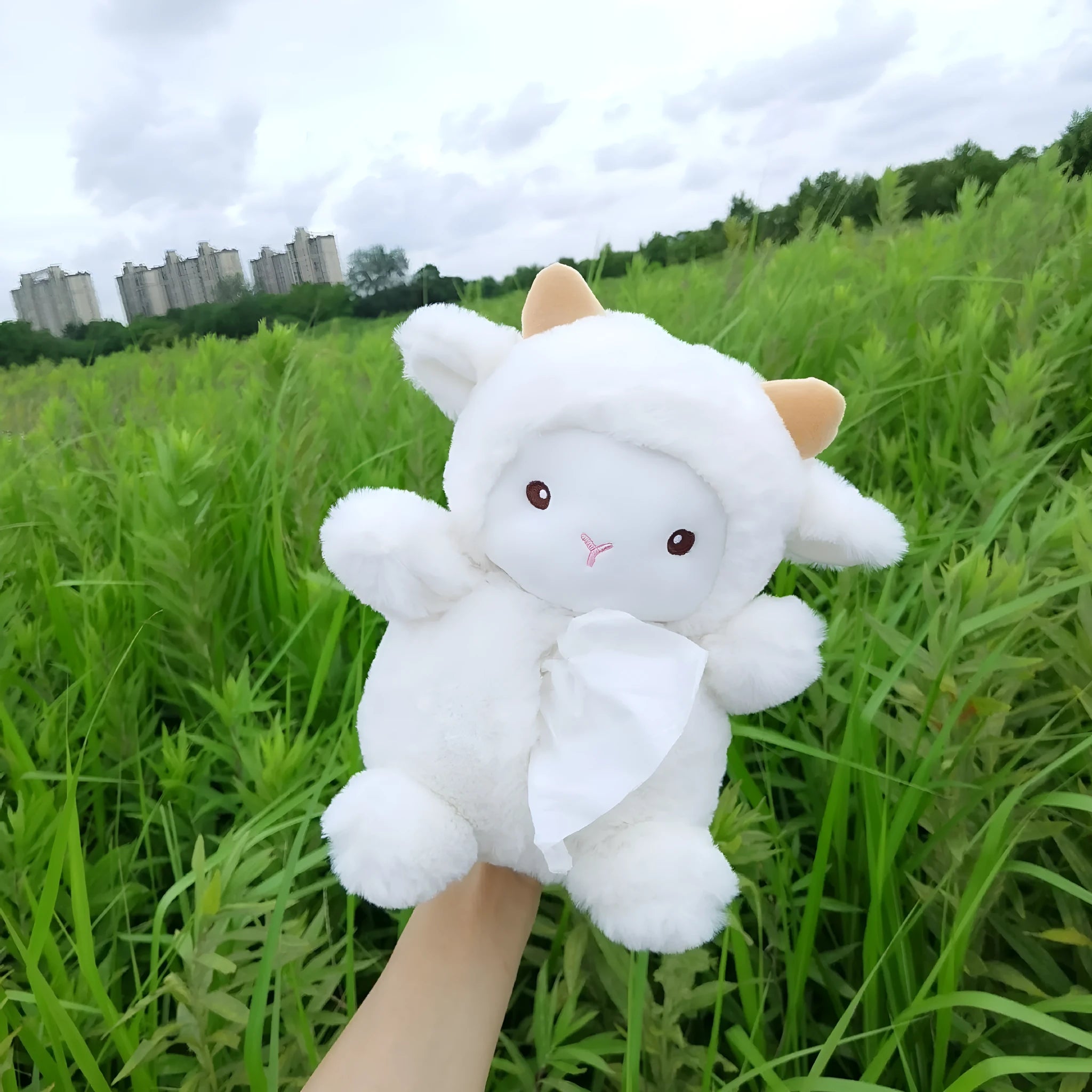Cartoon plush car tissue box in Lamb design for vehicle interior decoration