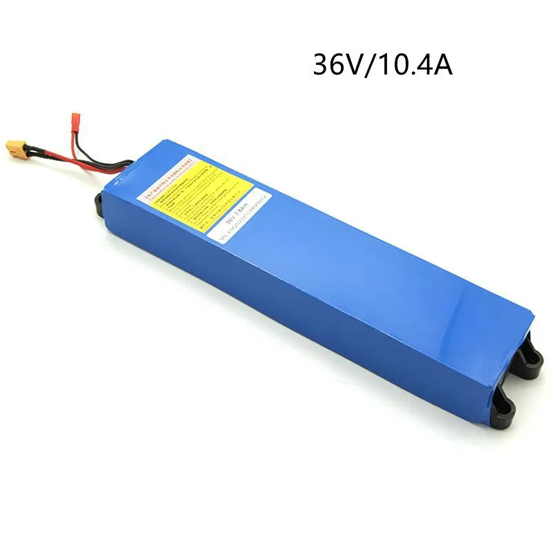 36V lithium-ion battery pack for an electric scooter with 10.4Ah, 7.8Ah, and 6.6Ah capacity options.