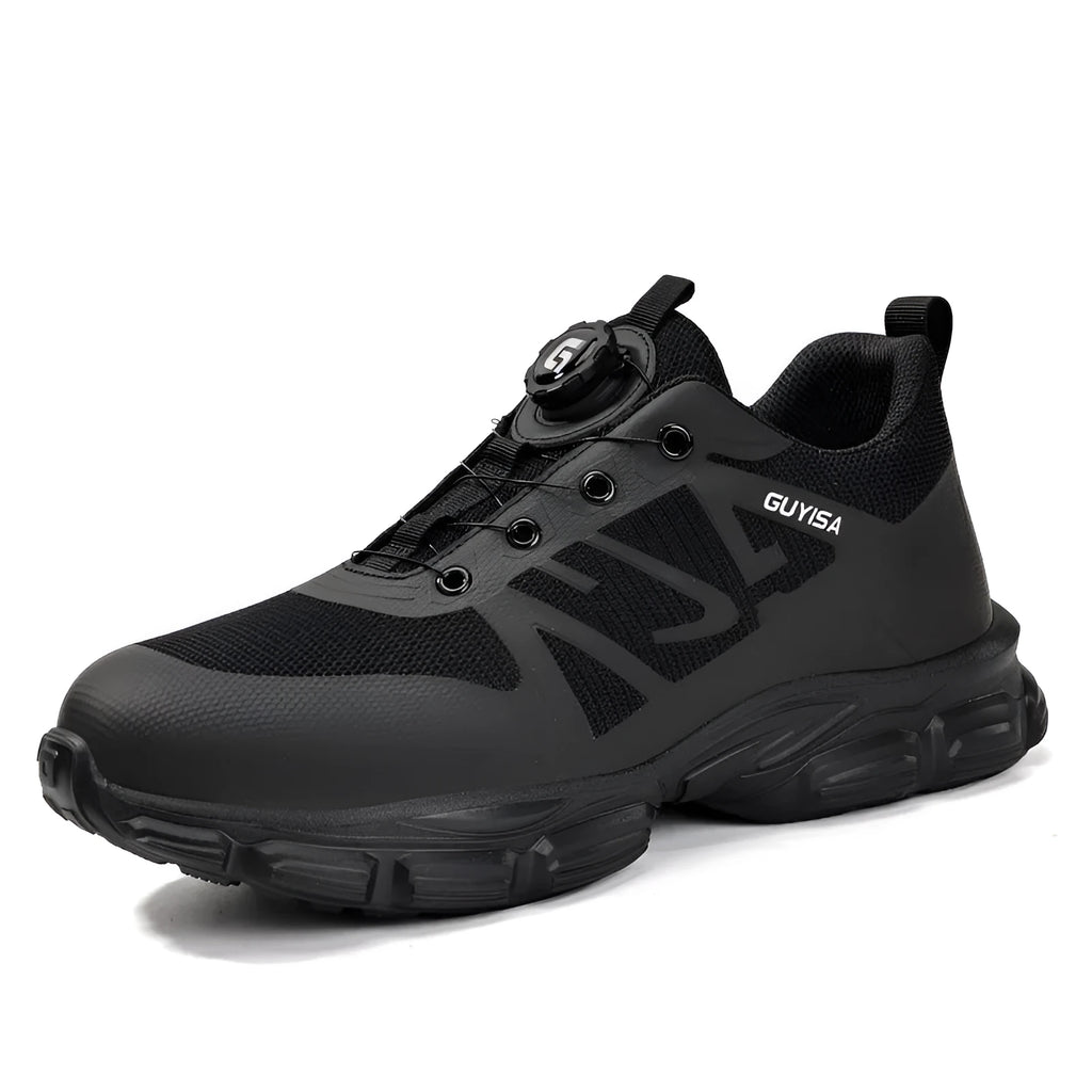 Lightweight safety shoes with Flyknit upper, steel toe cap, and anti-puncture protection