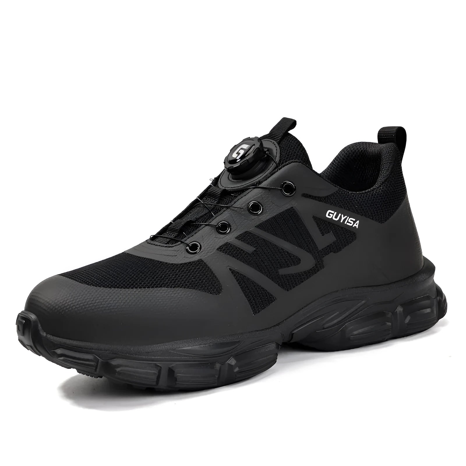 Lightweight safety shoes with Flyknit upper, steel toe cap, and anti-puncture protection