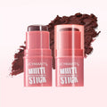 Cream blush stick in plastic casing with thin glittering colour rendering, 4.2 net content, six shade options