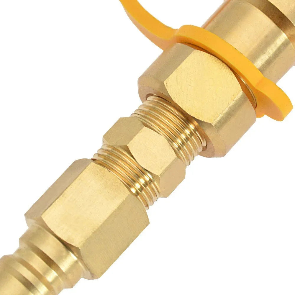 Gold brass gas propane conversion charging connector with 3/8 American standard thread fitting