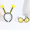 Bees fancy dress costume headband and glasses set in yellow and black