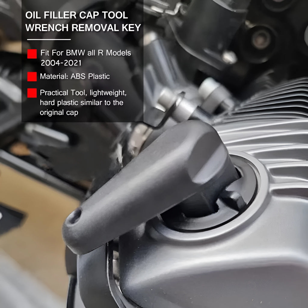 Black nylon quick release oil cap wrench for BMW R series motorcycles