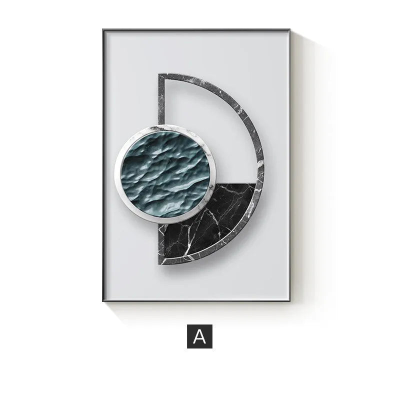 Abstract geometric design printed on a canvas wall painting poster.