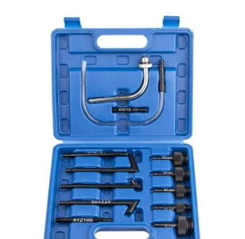 Automatic transmission oil refuelling machine with transmission injector tool and multiple adapters in 13-piece kit