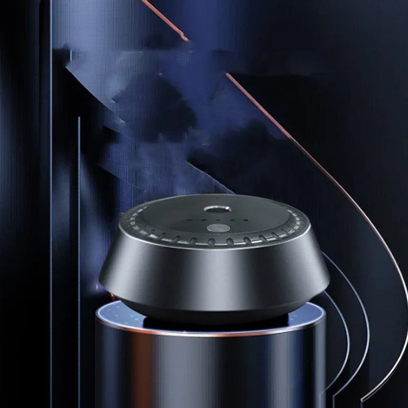 Black metal USB rechargeable car aroma diffuser with compact design and timing function