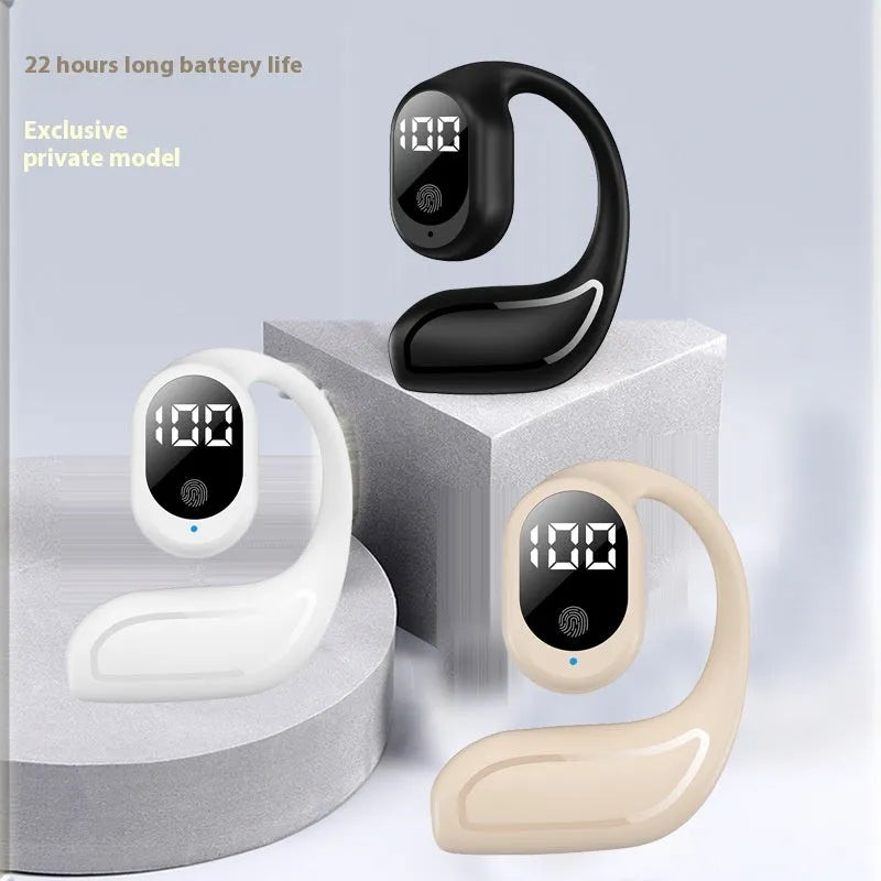 Wireless single-ear business sports headset with ear hook in black, white or apricot, PC ABS, 39x42x24mm