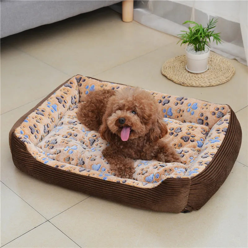 Soft plush pet dog bed with sofa kennel design and three-sided bolsters for small dogs and cats