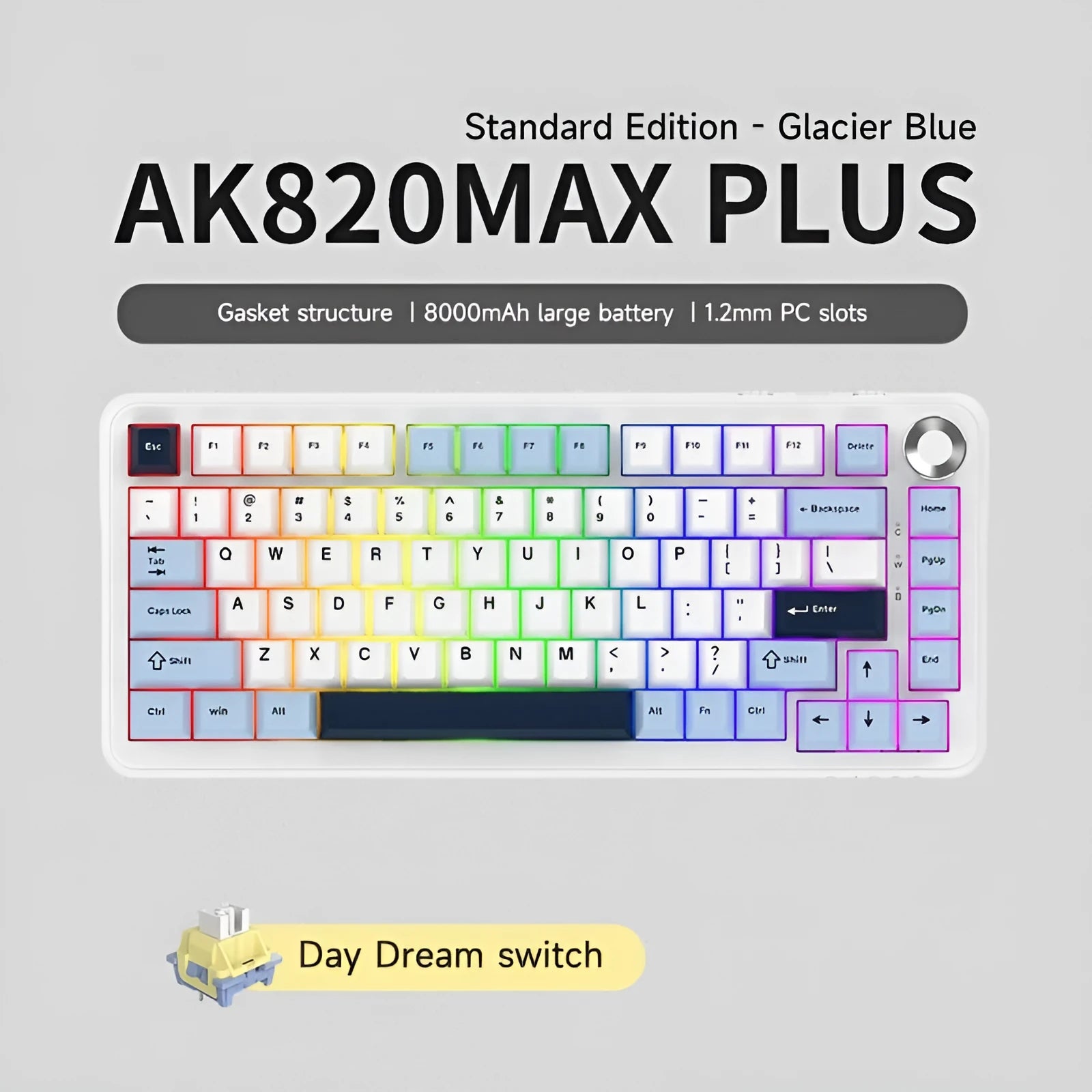 75% compact wireless mechanical keyboard in black, grey and yellow colour options