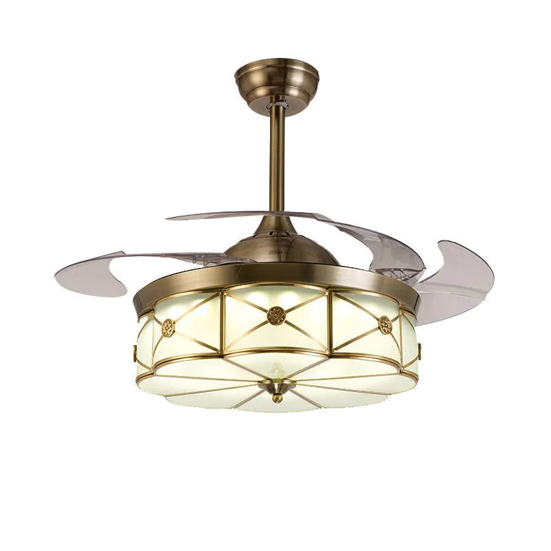 Gold 42 inch ceiling fan light with invisible blades and remote control for living rooms and bedrooms