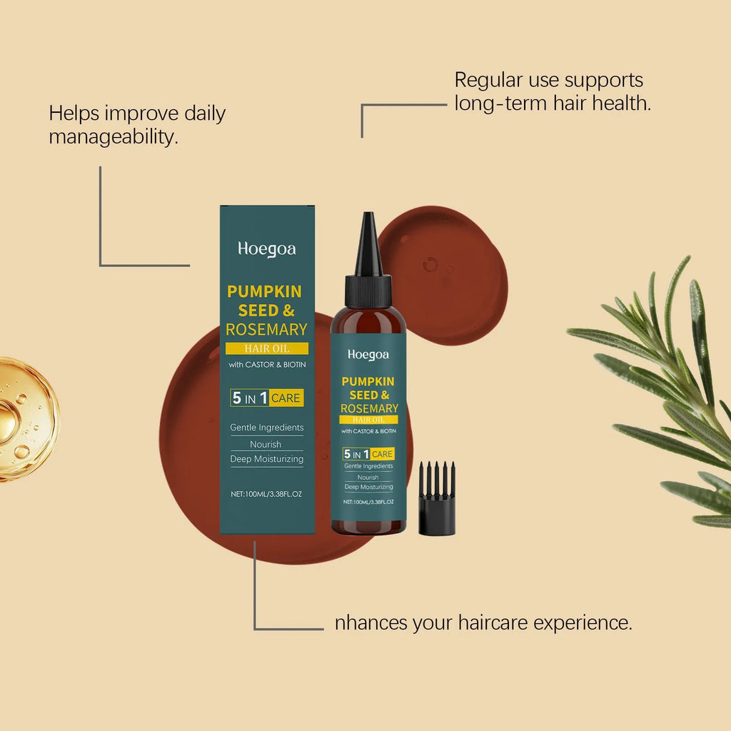 Rosemary essential oil 100ml bottle with pointed applicator nozzle and hair comb for scalp treatment