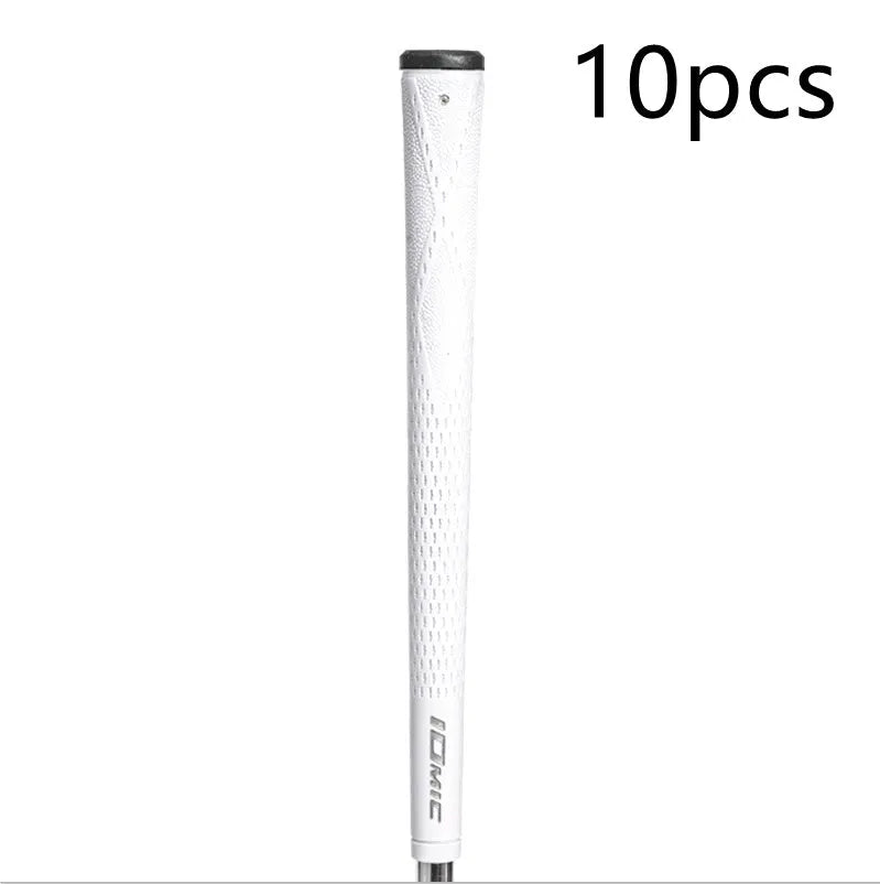 TPE material golf club replacement grip shown in multiple colour options including pink, red, blue, and two-tone designs.