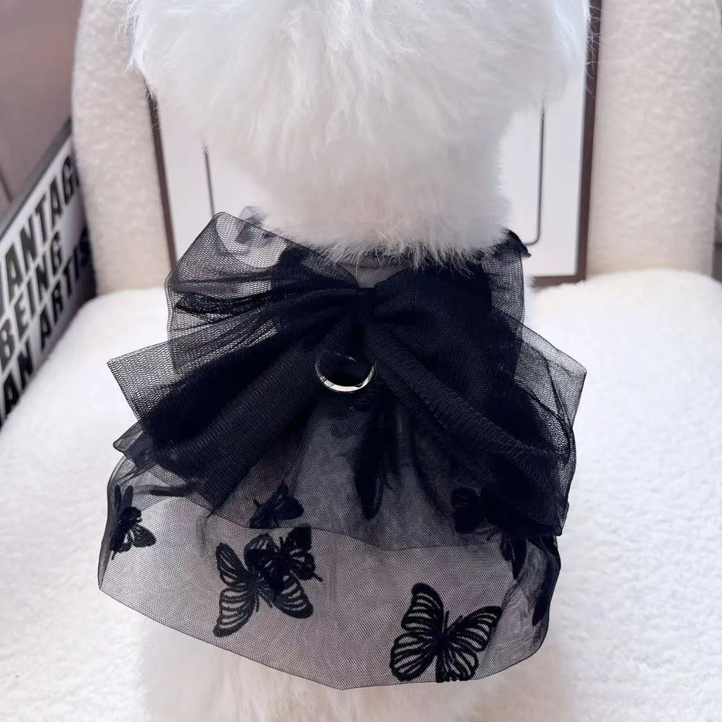 Black tulle princess skirt for small dog or cat with gauze material and five size options