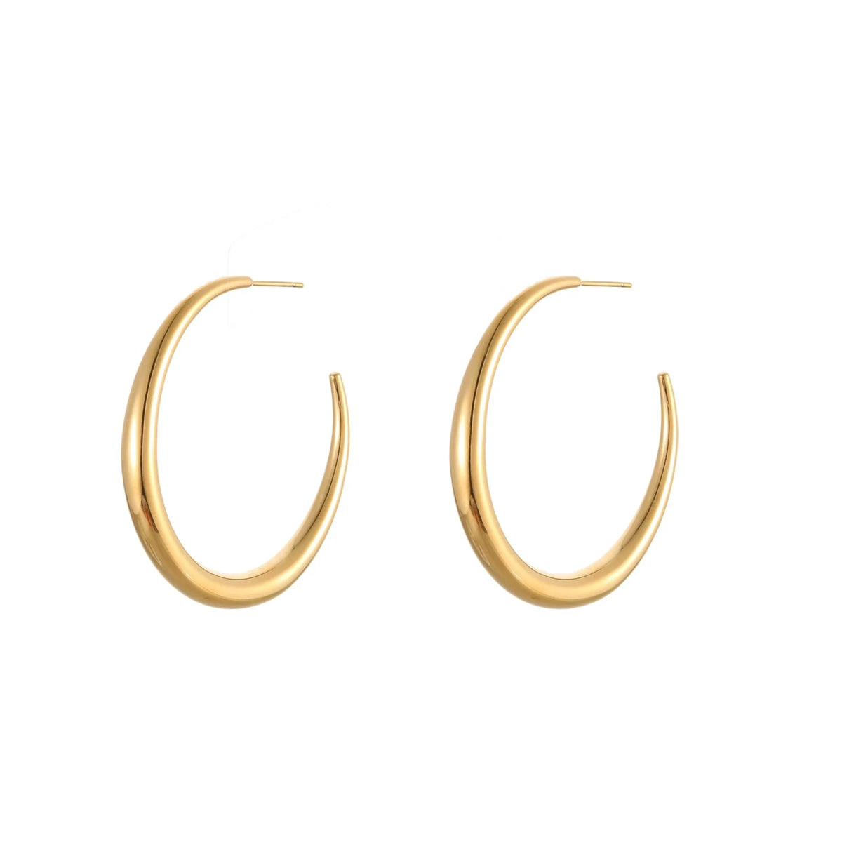 Titanium steel geometric circular hoop earrings with 18K gold plating in large or small sizes