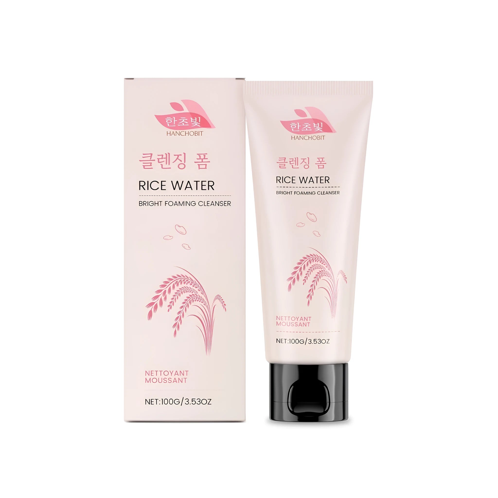 100g tube of rice water bright foaming facial cleanser with hyaluronic acid