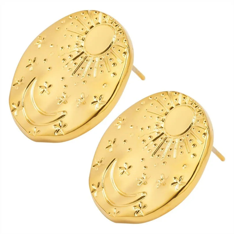 304 stainless steel geometric shell ear studs in gold and silver finish options