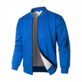 Men's loose fit cotton knitted jacket in black, blue, or grey with long sleeves