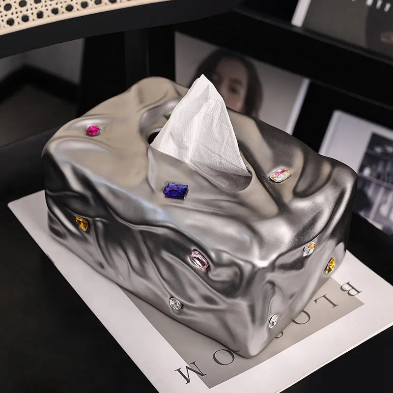 Ceramic tissue box in matte coconut milk white finish with light luxury styling