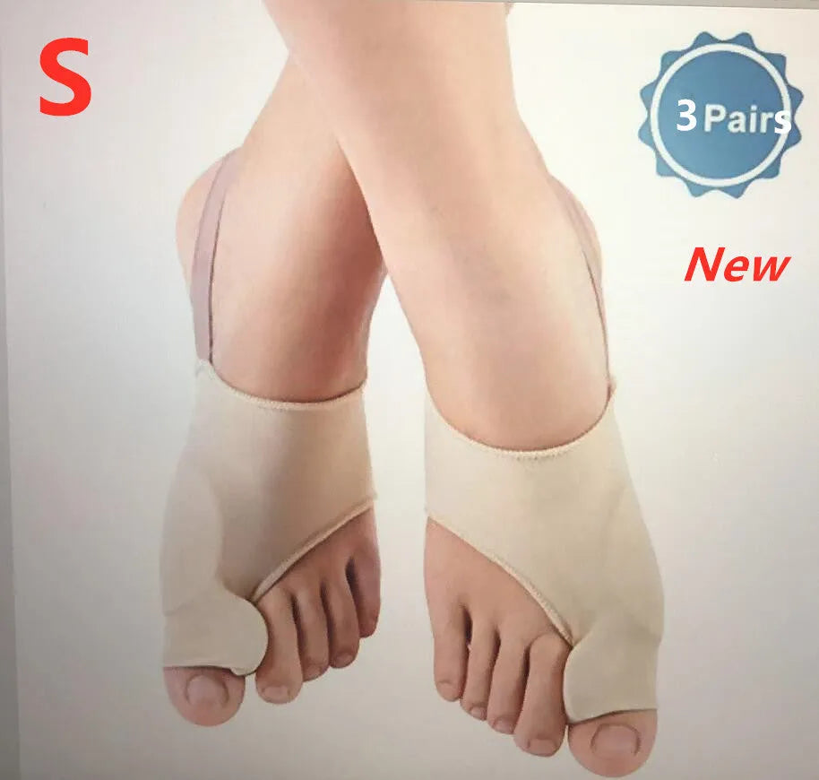 Corrective toe socks with gel bunion pad and silicone toe separator in three sizes